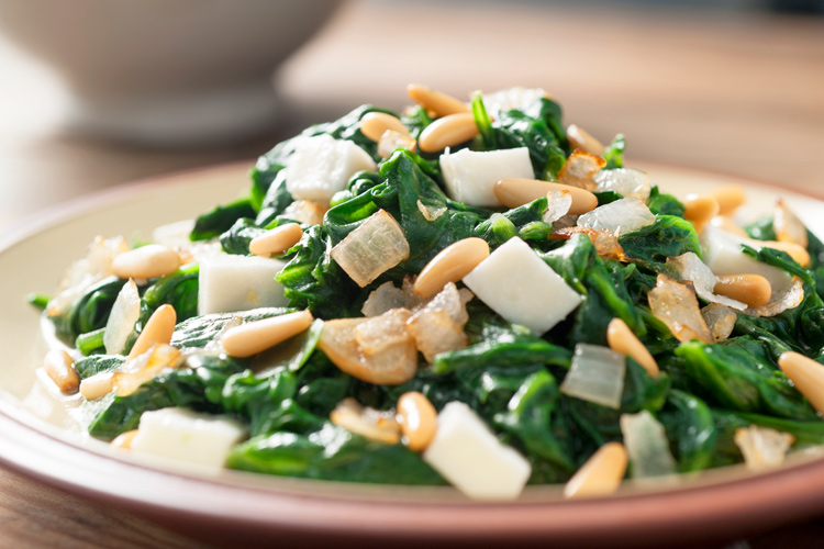 Spinach with Onions and Pine Nuts